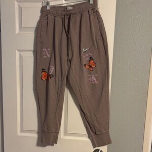 Nike Brown Joggers with Butterfly Accents